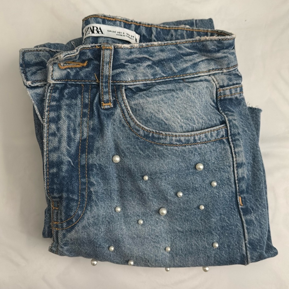 Zara pearl denim jeans
